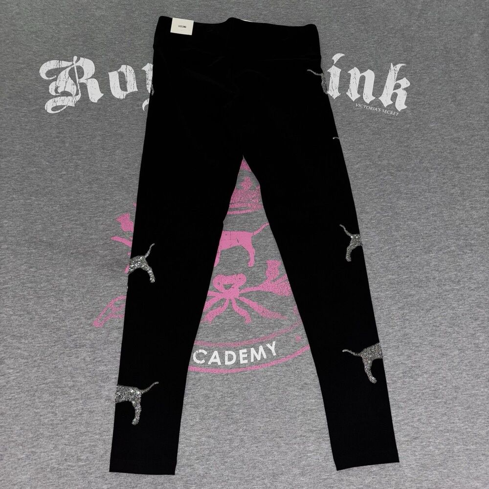 Victoria’s Secret PINK Silver Sequin Bling Skinny Pup Dog Leggings NWT Small HTF - Picture 3 of 6